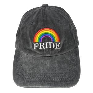 Pride Rainbow Slideback Hat Gray One Size Adjustable Embroidered 6 Panel